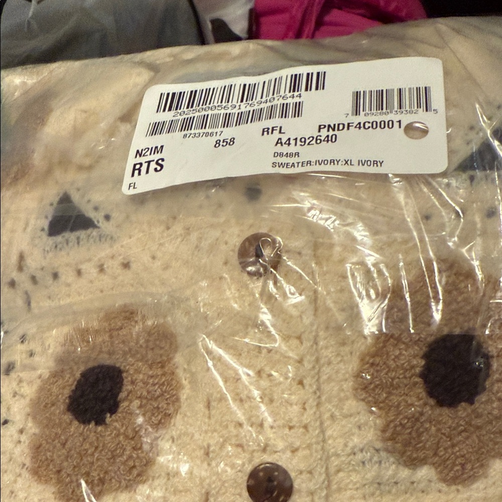 Floral Junior Crop Sweater - Cream and Brown